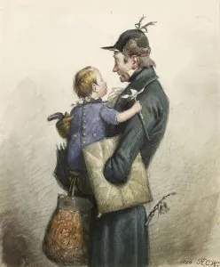 Woodville Richard Caton Prints: Man in Green Coat with Umbrella, 1848. Creator: Richard Caton Woodville