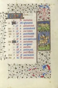 Master Of Rohan Prints: A Man Hawking; Book of Hours, about 1415-1420