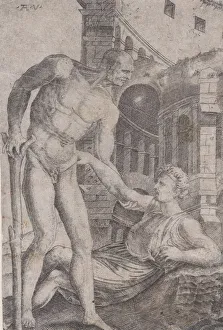 A Man Helping Another to His Feet, ca. 1514-36. Creator: Agostino Veneziano