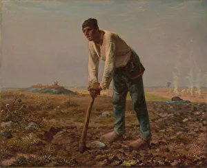 Hoeing Prints: Man with a Hoe, 1860-1862. Creator: Jean Francois Millet