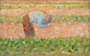 Pointillism Gallery: Man with a Hoe, c. 1882. Creator: Georges-Pierre Seurat