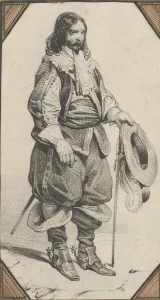 Victor Collection: Man holding a cane and a hat, mid-19th century. Creator: Victor Adam