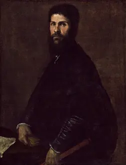 Flute Player Prints: Man Holding a Flute, c.between 1560 and 1565. Creator: Titian