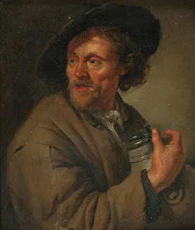 Hoarding Prints: Man Holding a jug, 1679. Creator: Jacob Toorenvliet