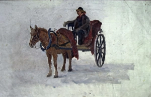 Fredrik Jonas Lucian Botfield Collett Prints: Man with Horse and Cart, Undated. Creator: Fredrik Jonas Lucian Botfield Collett