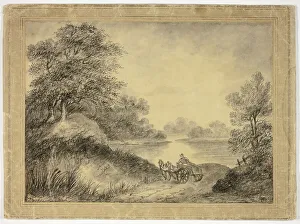 Gainsborough Thomas Prints: Man in Horse-Drawn Cart Beside Lake, n.d. Creator: Unknown