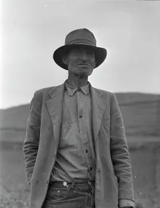 This man is a labor contractor in the pea fields of California, 1936. Creator: Dorothea Lange