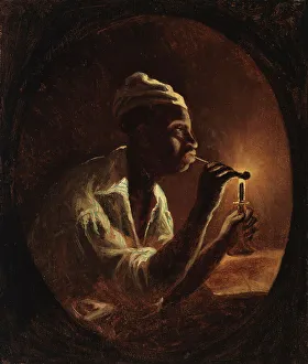 Jansson Karl Prints: Man Lighting His Pipe, c1864. Creator: Karl Emanuel Jansson