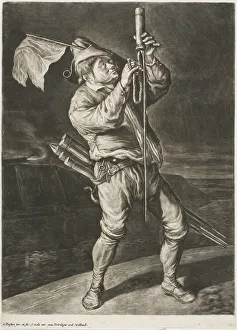 Firework Prints: Man Lighting a Rocket, also called Peace is Better than a Victory