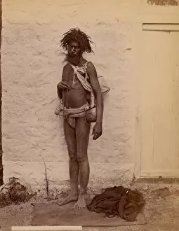 Dreadlocks Gallery: Man in Loincloth with Strands of Beads, 1860s-70s. Creator: Unknown