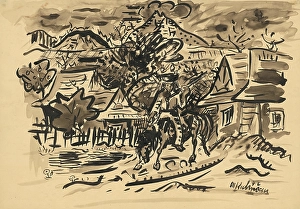 Outskirts Prints: Man from Orava on a horse, c1935. Creator: Arnold Peter Weisz-Kubincan