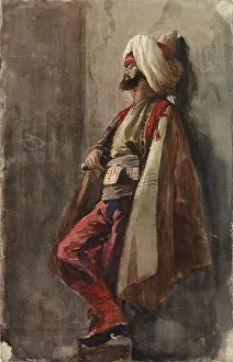 Adolf Von Becker Prints: A man in an oriental costume. Creator: Adolf von Becker