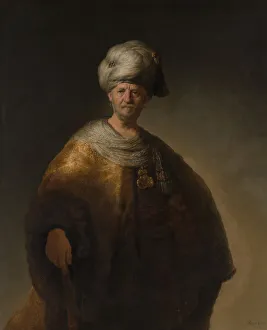 Slavs Prints: Man in Oriental Costume ( The Noble Slav ), 1632. Creator: Rembrandt Harmensz van Rijn