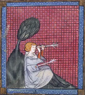 Forehead Prints: A man pierced by two arrows, 14th century. Creator: Unknown