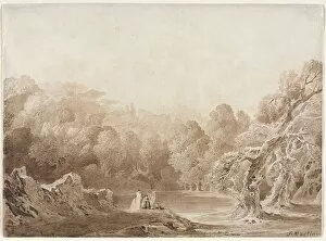John Martin Gallery: A Man Playing a Harp with other Figures beside a Lake, 1820. Creator: John Martin (British