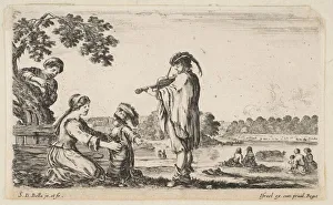 A man playing the violin in center, turned towards the left in profile A man playing the violin in center, turned towards the left in profile