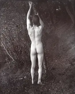 Effort Prints: A man posing naked, with his back to the camera