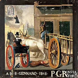 Survivor Prints: A man praying to the Madonna del Parto for a child run over by an ox-cart