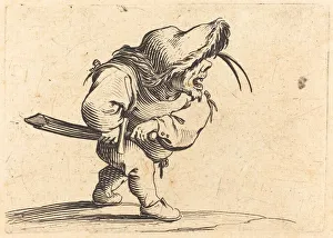 Man Preparing to Draw His Sword, c. 1622. Creator: Jacques Callot