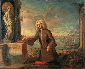 Precaution Prints: A man presenting a votive offering to Saint Fermina as protector of navigators