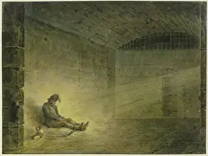 Lonely Prints: Man in prison cell, 1833. Creator: Johann Adam Ackermann