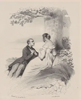 Célestin François Nanteuil Gallery: Man Proposing to a Woman whose Face is Hidden by Hair, ca. 1830-65