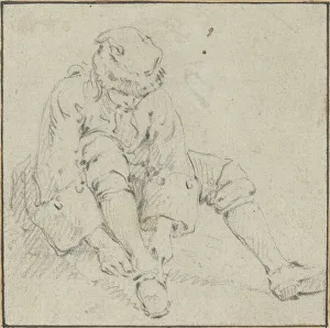 Man Pulling on His Shoe, 1761/1763?. Creator: Jean Baptiste Le Prince