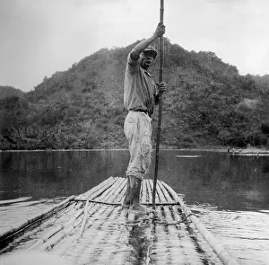 Images Dated 2nd August 2010: Man on a raft, Kingston, Jamaica, 1931