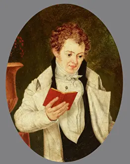 Red Hair Prints: Man Reading a Book, 1st half of 19th century. Creator: Unknown