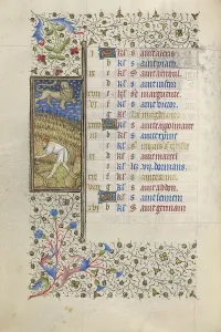 Master Of Rohan Prints: A Man Reaping; Book of Hours, about 1415-1420