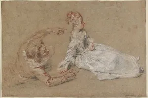 Jean Antonie Watteau Prints: A Man Reclining and a Woman Seated on the Ground, c. 1716. Creator: Jean-Antoine Watteau