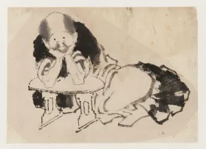 Man seated with an armrest, Edo period, 19th century. Creator: Hokusai