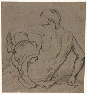 Man Seated on the Ground, Seen from Behind (recto), 1500s. Creator: Unknown