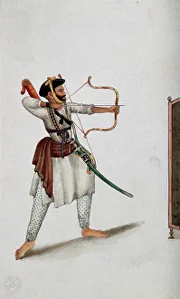 Target Practice Prints: A man shooting an arrow, (between 1800 and 1899?). Creator: Unknown