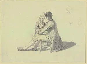 A man sitting on a chair talking to a boy. Creator: Johann Ludwig Aberli