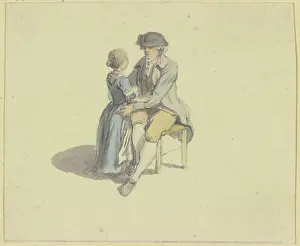 A man sitting on a chair talking to a girl. Creator: Johann Ludwig Aberli