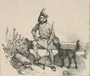 Victor Collection: Man sitting with a dog, mid-19th century. Creator: Victor Adam