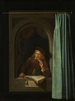 Smoker Collection: Man Smoking a Pipe. Self-Portrait, 1650. Creator: Dou, Gerard (Gerrit) (1613-1675)