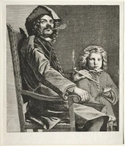 Michael Sweerts Prints: Man Smoking a Pipe and a Small Boy, c. 1660. Creator: Michael Sweerts (Dutch, 1618-1664)