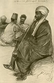 Hookah Collection: Man smoking a water pipe on board the Hatasoo steamboat, Egypt, 1898