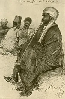 Huqqa Pipe Collection: Man smoking a water pipe on board the Hatasoo steamboat, Egypt, 1898