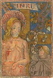 Bleeding Gallery: The Man of Sorrows with a Franciscan, 1490-1500. Creator: Unknown