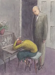 Violence Gallery: Man standing over cowering woman, 1952. Creator: Shirley Markham