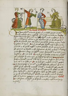 Fables Prints: A Man Standing before a Crowned Woman Enthroned and Two Women