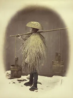 Vignette Prints: Man in a Straw Coat, 1866-1867. Creator: Felice Beato