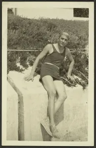 Sandal Prints: Man in swimwear, 1915-1920. Creator: Fedele Azari