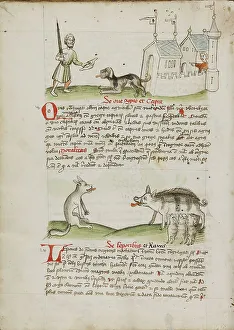 Wild Boar Prints: A Man with a Sword and a Dog with a Bone: A Wolf and a Pig; Fables