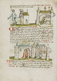 Fables Prints: A Man with a Sword and Spurs Leading a Donkey from his House