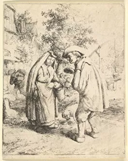 Adrian Ostade Collection: Man Talking to a Woman, 1610-85. Creator: Adriaen van Ostade
