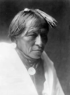 Feathers Collection: A man of Taos, c1905. Creator: Edward Sheriff Curtis